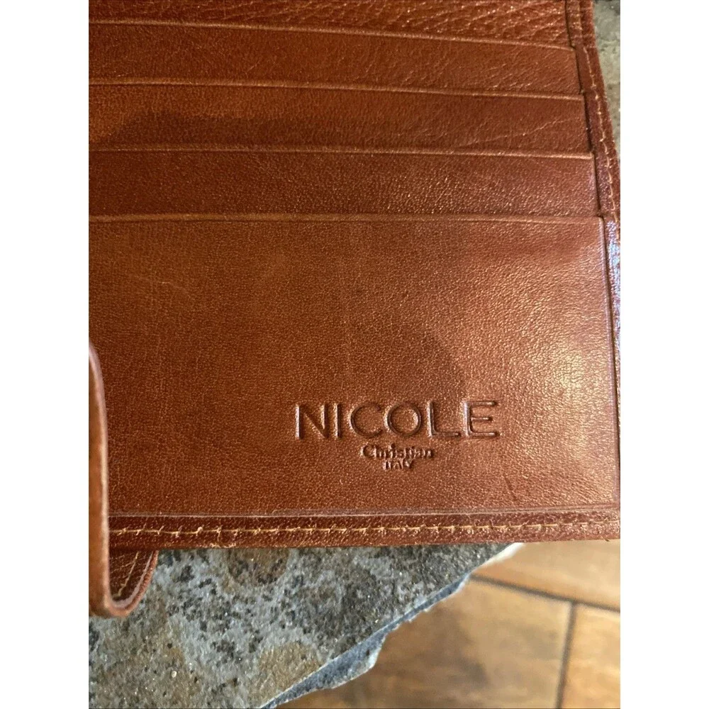 Nicole Christian Italy Snap Closure Long Wallet Tan Leather